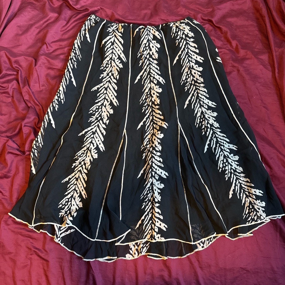 JM Collection Black and Cream A-Line Skirt